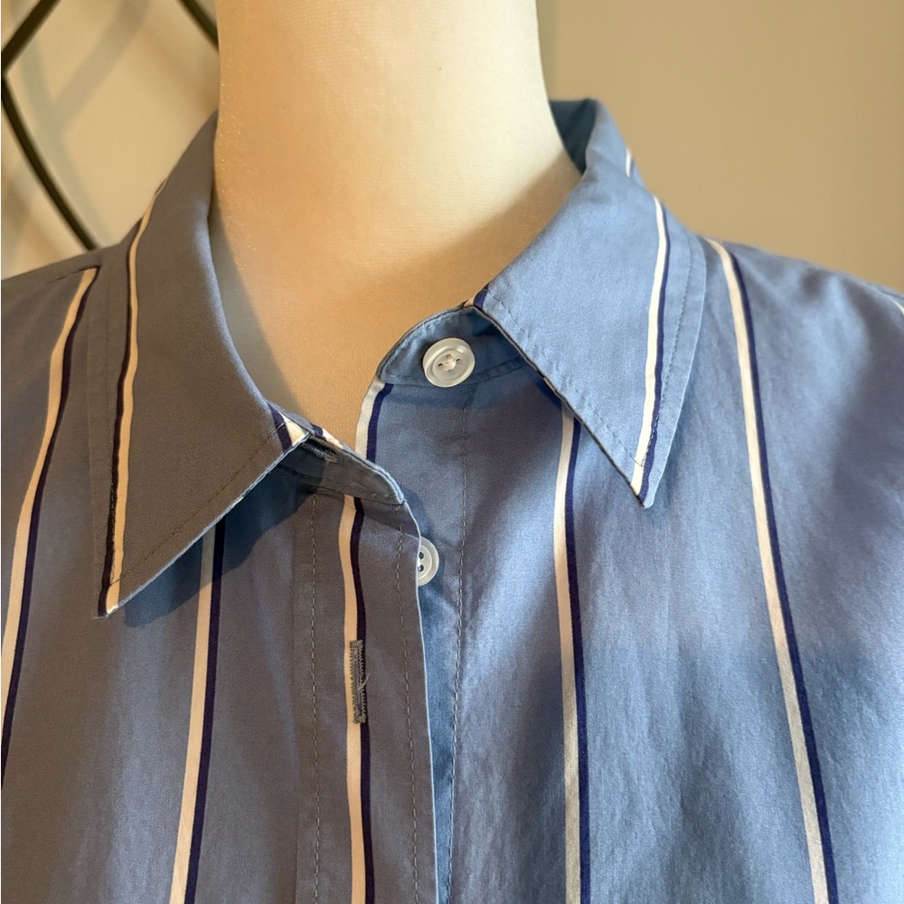Talbots Blue and White Striped button down shirt - Picture 3 of 4